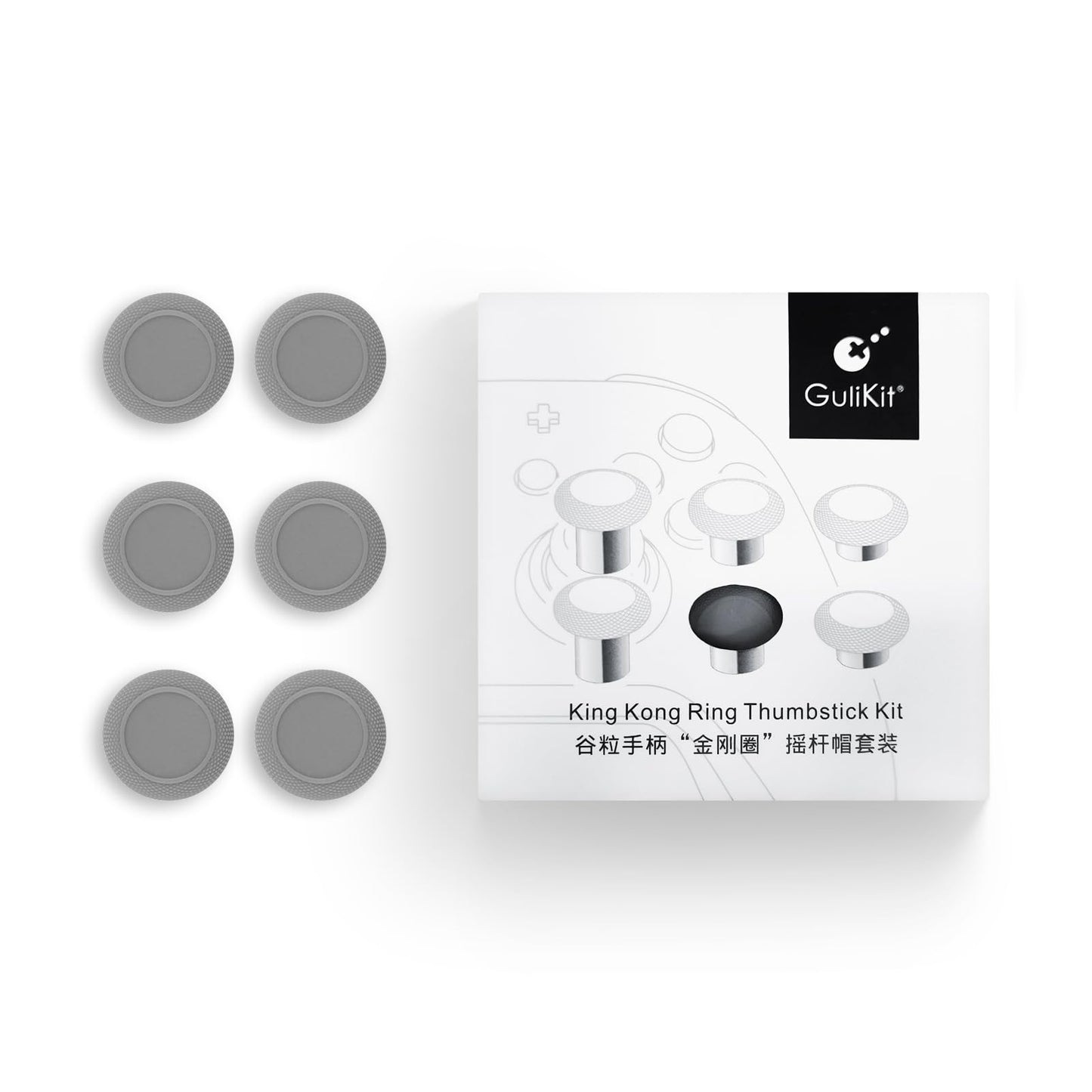 GuliKit Thumbstick caps for King Kong Controller Series, 3 Pairs(6 Packs) Replacement Set for KK3 Max, KK3 Pro, KK3, KingKong 2 & 2 pro, KK Controller (NS34)