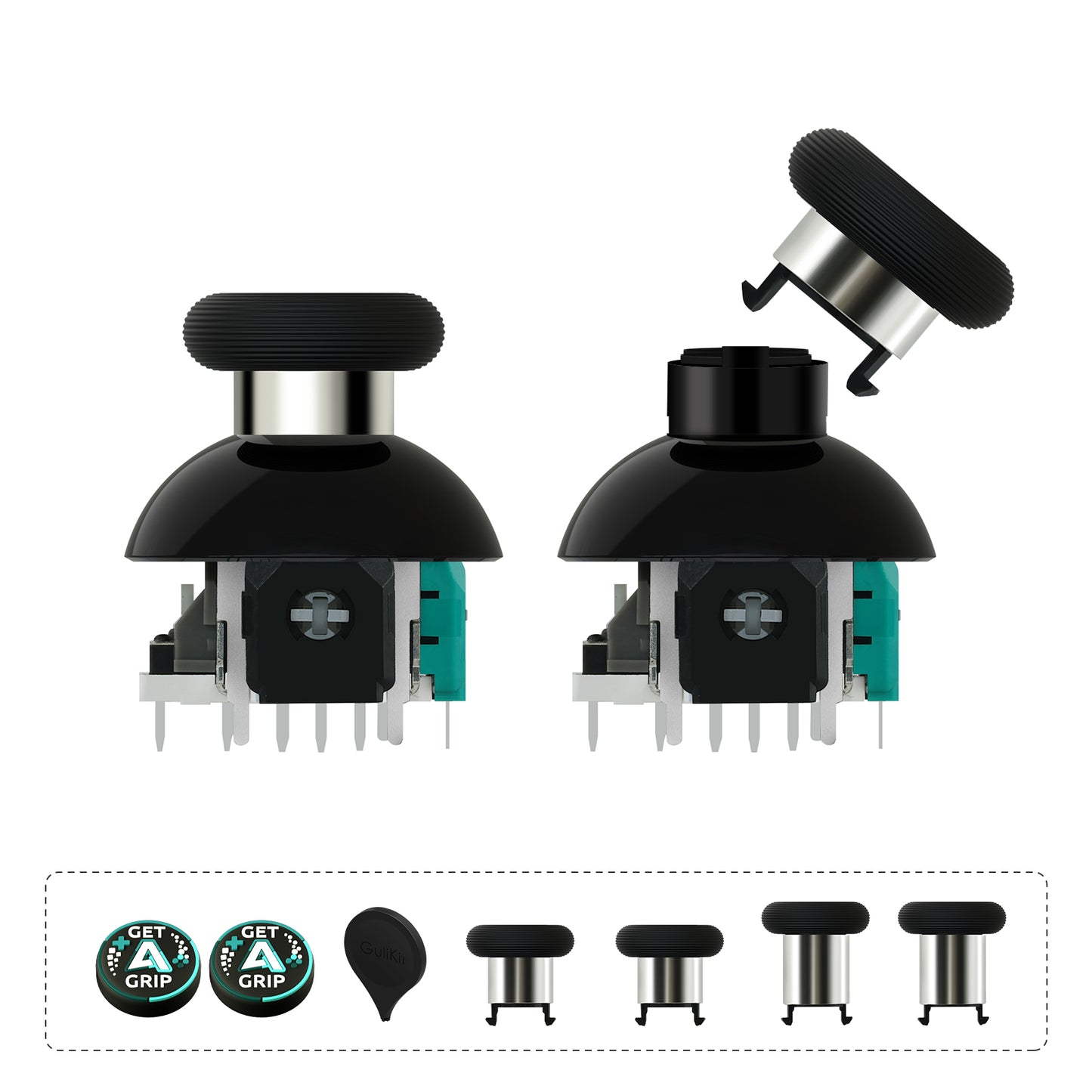 GuliKit 720° Adjustable Tension TMR Magnetic Joystick Replacement Kit with 3 Pairs Thumbstick Caps - 1 Pair(NS55)
