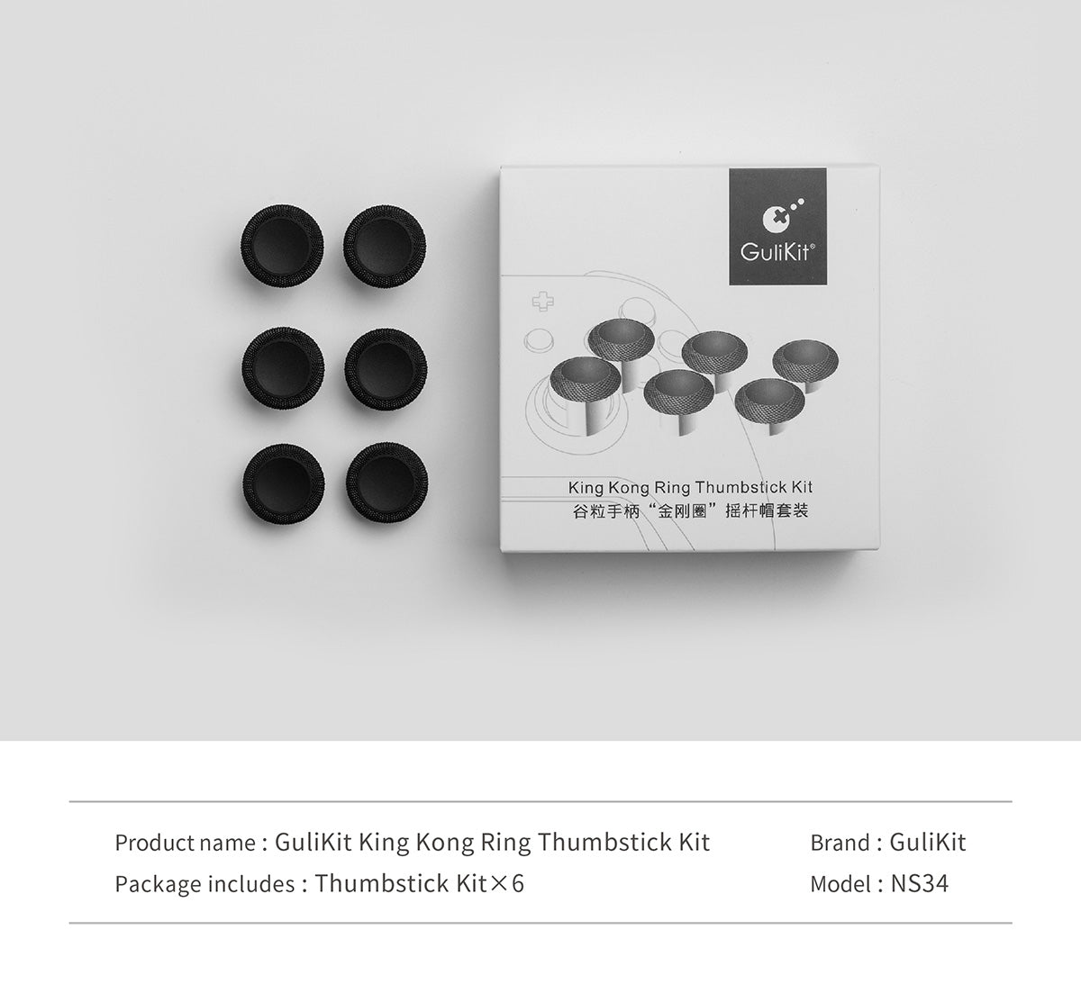 GuliKit Thumbstick caps for King Kong Controller Series, 3 Pairs(6 Packs) Replacement Set for KK3 Max, KK3 Pro, KK3, KingKong 2 & 2 pro, KK Controller (NS34)