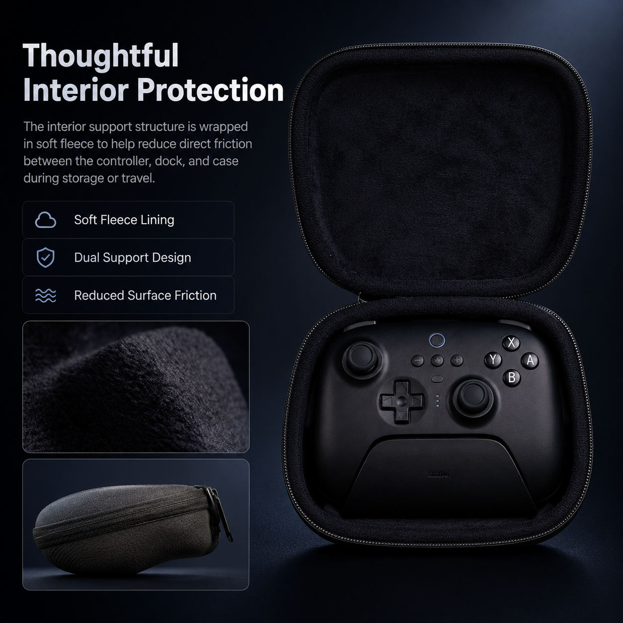 8BitDo Classic Controller Travel Case for Ultimate & Ultimate 2 Series Controller with Charging Dock