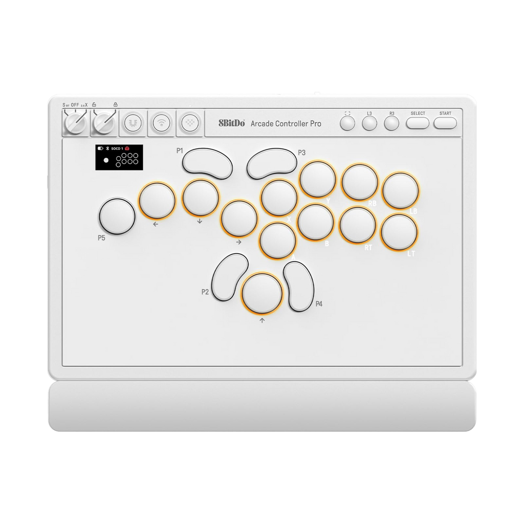8BitDo All Button Arcade Controller Pro White Edition Front
