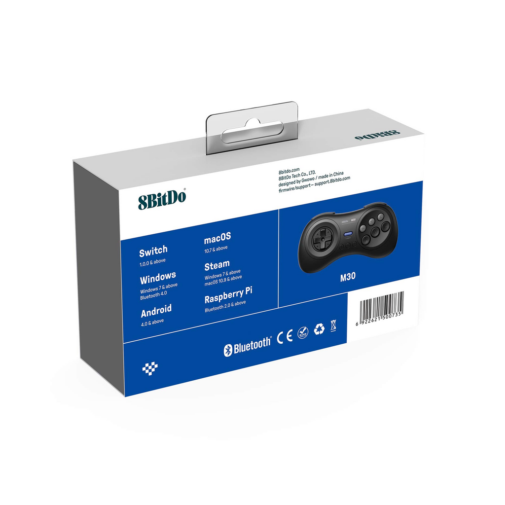 8BitDo M30 Bluetooth Controller Black Pack Back