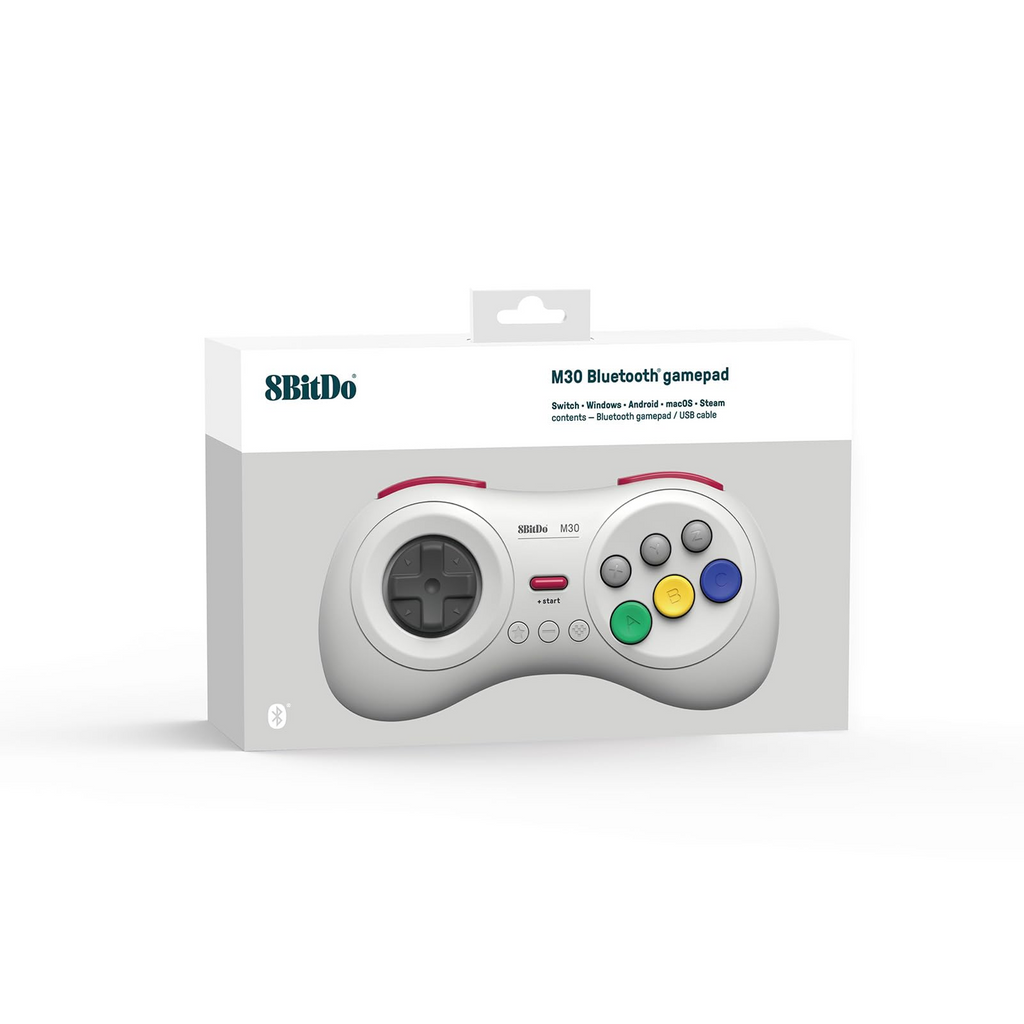 8BitDo M30 Bluetooth Controller White Pack