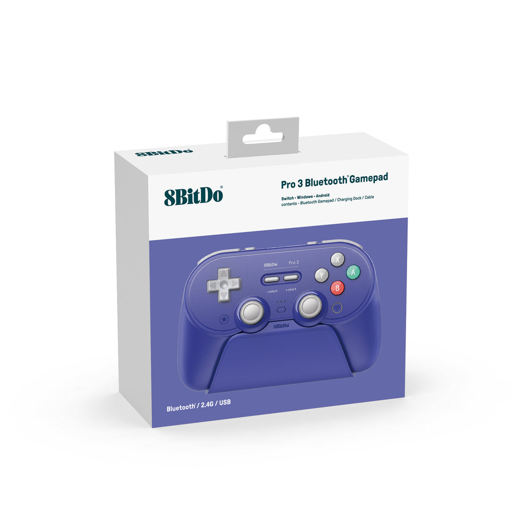 8BitDo Pro3 Blutooth Purple Controller Pack Front
