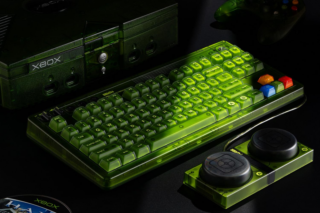 8BitDo Retro 87 Mechanical Keyboard and Dual Super Buttons Xbox Dark Green Detail
