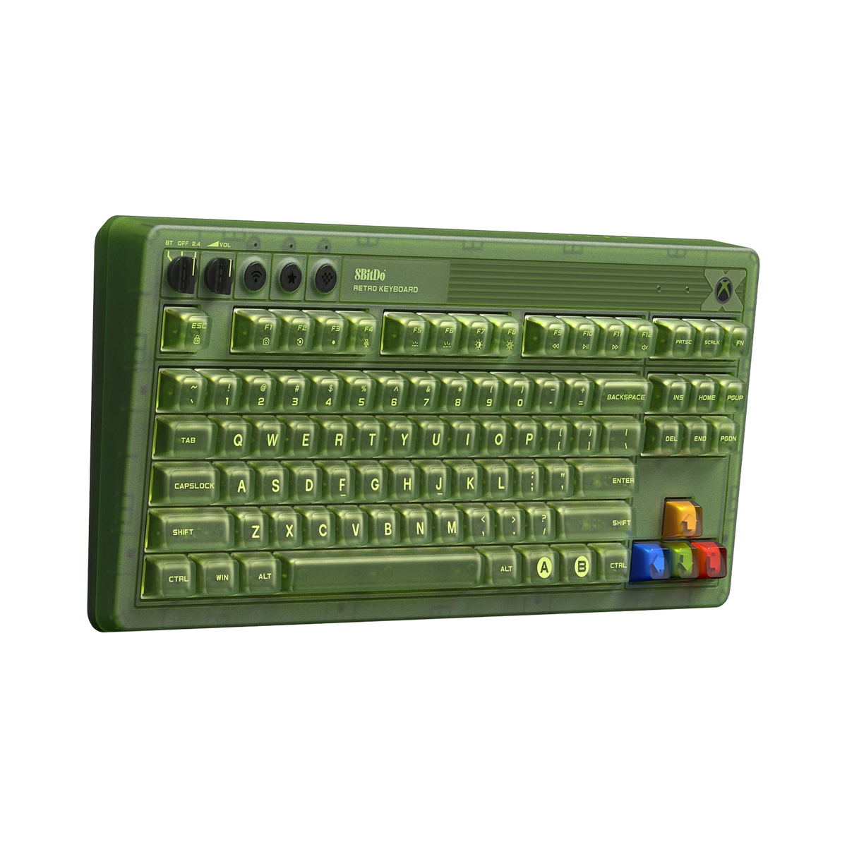 8BitDo Retro 87 Mechanical Keyboard  Xbox Dark Green Front