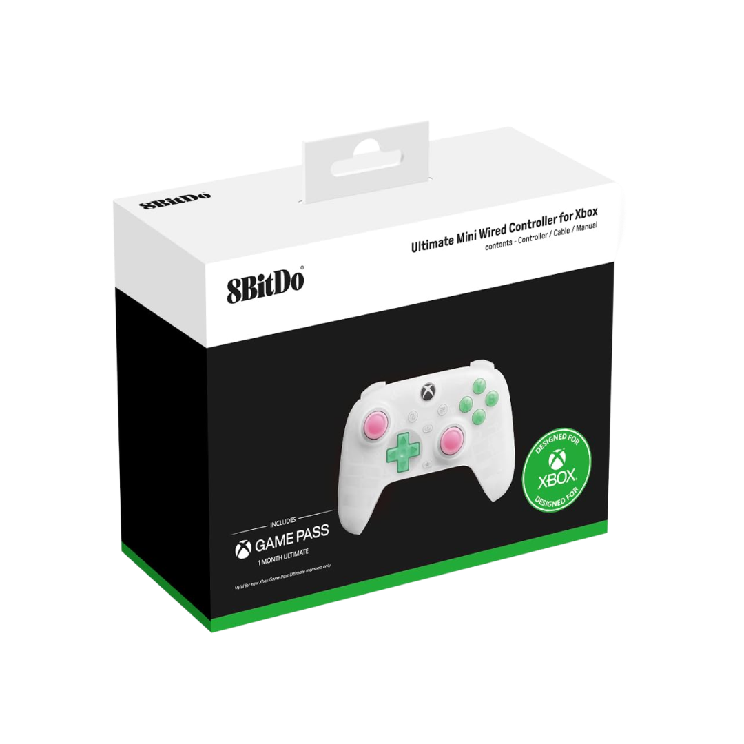 8BitDo Ultimate Mini Wired Controller for Xbox Translucent White Pack