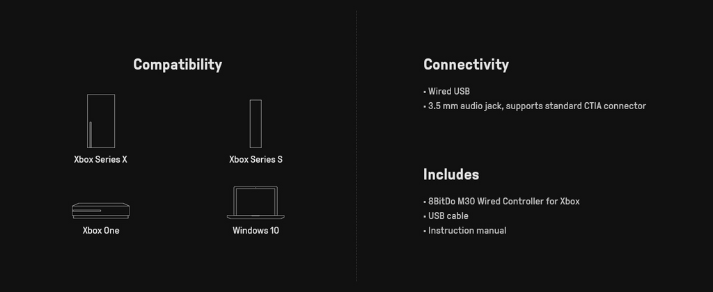 8BitDo Wired Controller for Xbox Detail