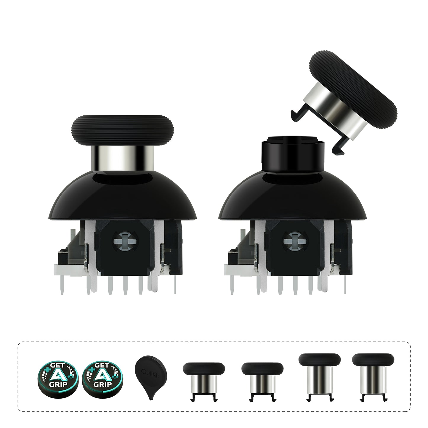 GuliKit 720° Adjustable Tension TMR Magnetic Joystick Replacement Kit with 3 Pairs Thumbstick Caps - 1 Pair(NS55)