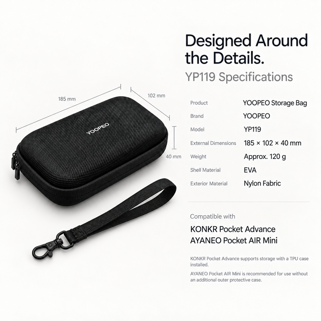 YOOPEO Protective Carrying Case for KONKR Pocket Advance & AYANEO Pocket AIR Mini (YP119)